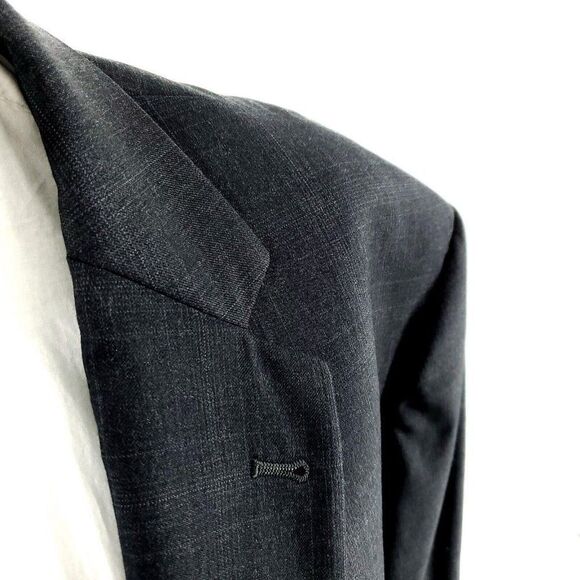 DAMAGED Joseph Abboud Reda Super 110s Wool 2 Button Blazer 48L Gray Windowpane - Picture 2 of 13